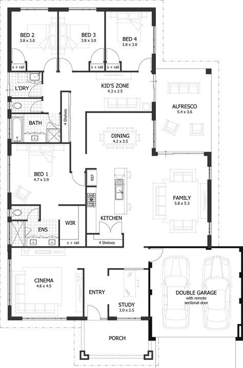 Large House Plans, 5 Bedroom House Plans, Best Kitchen Design, Bathroom Floor Plans, House Plans One Story, Kitchen Floor Plans, 4 Bedroom House Plans, Garage House Plans, House Layout Plans