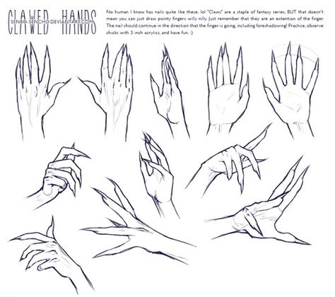 helpyoudraw:  Clawed Hands Reference by ABRZA from DeviantArt Clawed Hands, Beautiful Pencil Drawings, Nail Drawing, Hand Drawing Reference, Hand Reference, Anatomy Drawing, Poses References, Figure Drawing Reference, Anatomy Reference