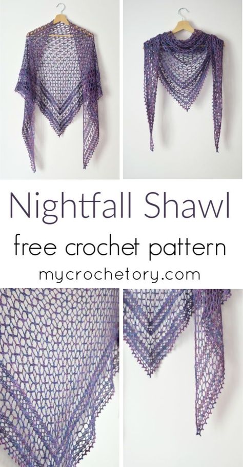 Crochet Triangle Shawl Pattern, Lace Shawl Pattern, One Skein Crochet, Crochet Shawl Free, Crochet Lace Shawl, شال كروشيه, Crochet Shawl Pattern Free, Lace Weight Yarn, Crochet Triangle