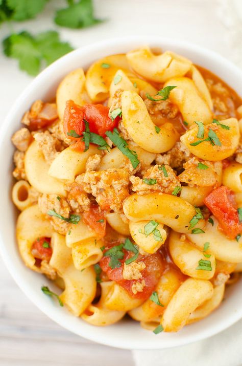 Turkey Goulash - classic goulash made with ground turkey! Pasta in a rich tomato sauce, all cooked in one pot!