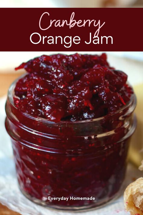 Indulge in the cozy holiday flavors of this easy, no pectin Cranberry Orange Jam. This homemade jam recipe is easy to make and infused with warm cinnamon and zesty orange. Ideal for Thanksgiving and Christmas, and perfect for canning to lock in that fresh, homemade taste. It also doubles as a wonderful food gift to share this holiday season. Best Jelly Recipes, Easy Homemade Food Gifts For Christmas, Canning Recipes Jam, Spiced Jam Recipes, Spiced Cranberry Jam, Best Cranberry Recipes, Cranberry Christmas Jam, Christmas Spice Jam, Fruit Jams Homemade