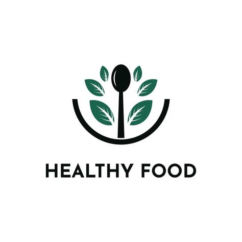 Healthy food logo design concept with spoon and leaf Healthy Food Logo Design, Healthy Food Logo, Logo Design Concept, Food Logo Design, Food Logo, Food Concept, Creative Freedom, Heart Tree, Logo Banners