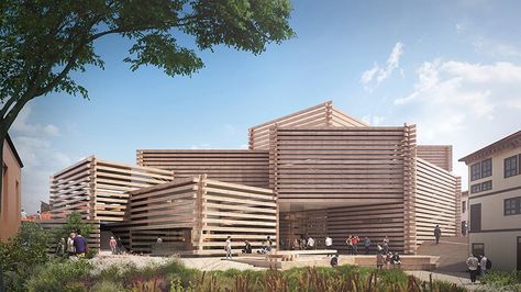 the design of the privately-owned museum is interpreted from the local wooden ottoman houses in the area. Box Architecture, Turkish Architecture, Architecture Museum, Modern Art Museum, Kengo Kuma, Wood Architecture, Wooden Buildings, Japanese Architect, Turkish Art