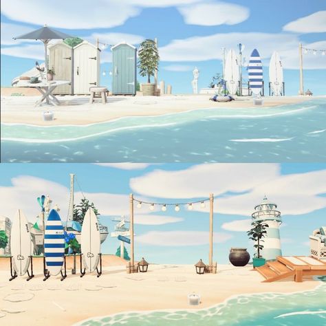 Acnh Yacht Club, Coastal Acnh Island Entrance, Ac Beach Ideas, Animal Crossing Yacht Ideas, Acnh Beachside Cafe, Acnh Coastal Town Ideas, Acnh Hhp Beach House, Animal Crossing Beach Island Ideas, Beach Core Animal Crossing