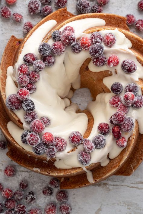 Christmas Cranberry Pound Cake, Orange Cream Cheese Icing, Cranberry Pound Cake, Christmas Cranberry, Candied Cranberries, Cake Beautiful, Orange Cream Cheese, Cream Cheese Topping, Sugared Cranberries