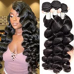 Loose Deep Wave 3 Bundles 12A Grade Brazilian Hair Bundles 100% Unprocessed Weave Bundles Human Hair Extensions Loose Deep Wave Weave Sew Ins, Loose Wave Sew In, Loose Wave Weave, Black And Blonde Ombre, Loose Wave Bundles, Deep Wave Brazilian Hair, Thicker Healthier Hair, Black Wedding Hairstyles, Loose Deep Wave