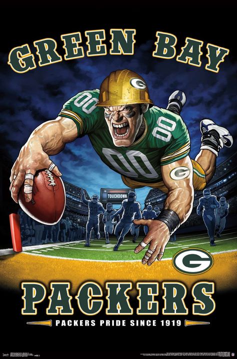 Green Bay Packers - End Zone #greenbaypackers #nflfootball #nfl #footballposter #footballpartydecorations #trendsposters Messi Gif, Sports Room Decor, Green Bay Packers Fans, Green Bay Packers Football, Football Wall Art, Packers Football, Nfl Packers, Packers Fan, Nfl Green Bay