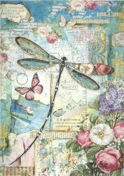 Paper Dragonflies, Stary Papier, Rice Paper Decoupage, Dragonfly Art, Decoupage Vintage, 수채화 그림, Vintage Printables, Decoupage Paper, Rice Paper