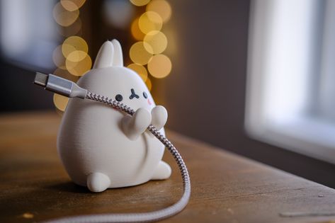 Fat Bunny, Desk Buddy, Samsung Charger, Charger Holder, Cable Holder, Funny Bunny, Sticky Pads, Cord Organization, Funny Bunnies