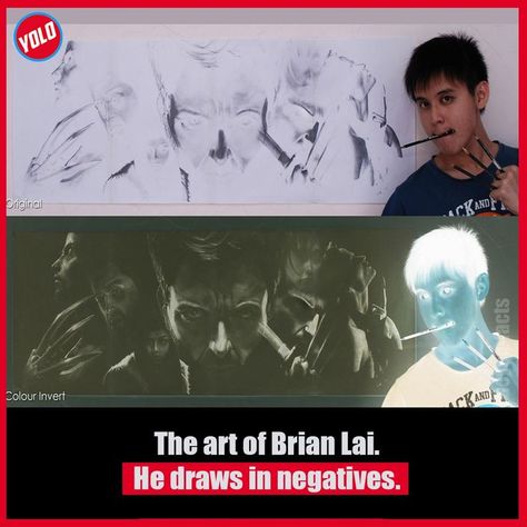 Art of Brian Lai who draws in negatives - Amazing and Interesting Facts Invert Colors, Wow Art, The More You Know, Cool Stuff, Art Moderne, Funny Facts, Mind Blown, Amazing Art, Cool Pictures