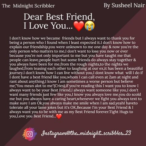 Best Friend Poetry, Letter To Best Friend, Words For Best Friend, Message For Best Friend, Love You Bestie, Happy Birthday Best Friend Quotes, Happy Birthday Best Friend, Happy Birthday Love Quotes, Dear Best Friend