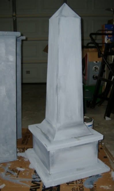 Obelisk for under $6 | Halloween Forum How To Make Gravestones For Halloween, Diy Headstone, Halloween Headstone, Halloween Fence, Haunted Garden, Addams Family Musical, Halloween Cemetery, Michaels Halloween, Halloween Forum