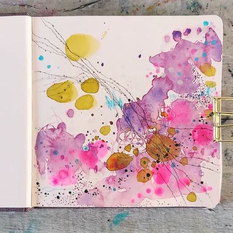 Sketchbook Page Backgrounds, Watercolour Mixed Media, Watercolor Sketchbook Journal Ideas, Abstract Sketchbook, Mixed Media Sketchbook, Square Sketchbook, Helen Wells, Abstract Sketches, 2024 Art