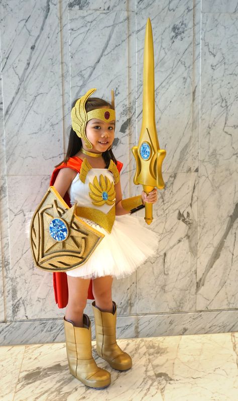 Diy She-ra Costume, She Ra Princess Of Power Costume, She Ra Costume, Fancy Dress Competition, Cardboard Costume, Fancy Dress Halloween Costumes, Fairy Halloween Costumes, Recycled Dress, Diy Costumes Kids