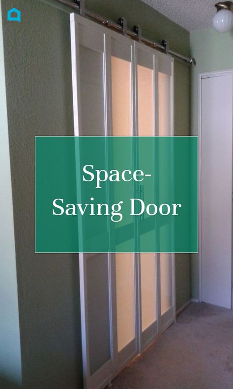 The "smallest room in the house" has that nickname for a reason. The door to mine swung inside to take up all the floor space.   I wasn't sure what I wanted to replace the swinging door with, so I scoured the internet for ideas. I found a set of bi-fold doors on Craigslist that I thought I could work with. My space even on the outside of the doorway was limited.   I wanted to get them to look like they weren't from the 70's. I started by tearing out the louvers, then screwing two panel… Collapsible Door Small Spaces, Make Shift Door Ideas, Temporary Door Ideas Bedroom, According Door Ideas, Creating A Door Small Spaces, Doors For Awkward Spaces, Add A Door To A Wall, Adding A Door To A Room, Hanging Doors From Ceiling