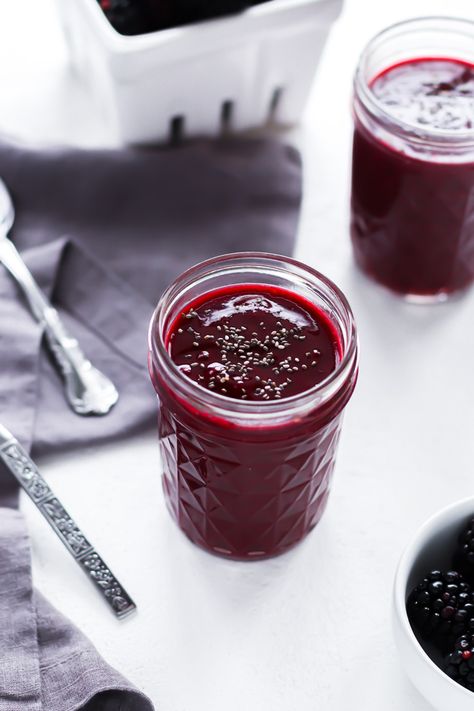 This 5-Minute Blackberry Sauce is made with just four ingredients! It's the perfect blend of sweet and tart flavors, and it goes perfectly with baked goods, cold sweet treats, breakfast recipes, and a spoon! #blackberrysaucerecipe #fruitsaucerecipes #quickandeasyrecipes | spiritedandthensome.com Tart Flavors, Blackberry Sauce, Fruit Sauce, Sauce Recipes, Quick Easy Meals, Baked Goods, Blackberry, Breakfast Recipes, Tart