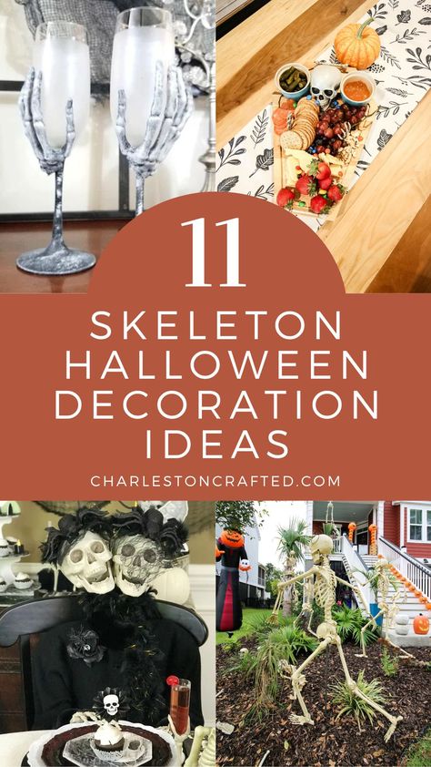 Halloween Dinner Table Decor, Halloween Cup Ideas, Halloween Yard Displays, Halloween Skeleton Decorations, Halloween Tablescape, Skull Crafts, Halloween Party Snacks, Pirate Halloween, Skeleton Decorations