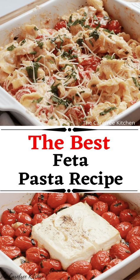 Feta Cheese Baked Pasta, Feta Cheese Uses, Cream Cheese Tomato Pasta Bake, Feta Cheese Pasta, Pasta With Feta Cheese, Tomatoes With Basil, Tiktok Pasta, Cheese Pasta Bake, Cream Cheese Pasta