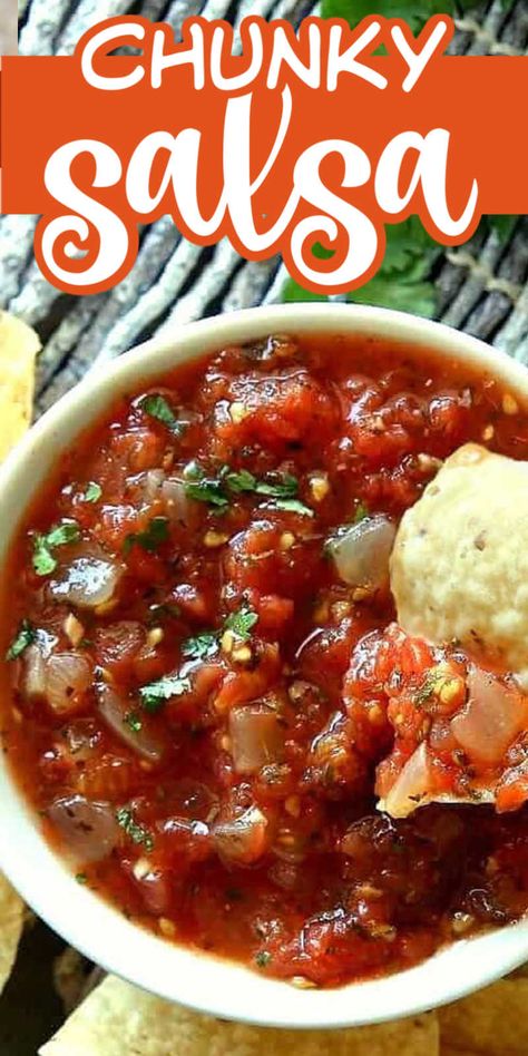 Homemade Chunky Salsa Recipe With Fresh Tomatoes, Chunky Mexican Salsa, Homemade Chunky Salsa Recipe, Canned Chunky Salsa Recipe, Ninja Salsa Recipe, Chunky Salsa For Canning, Thick And Chunky Salsa Recipe, Easy Homemade Salsa With Canned Tomatoes, Canned Salsa Recipe With Fresh Tomatoes Chunky