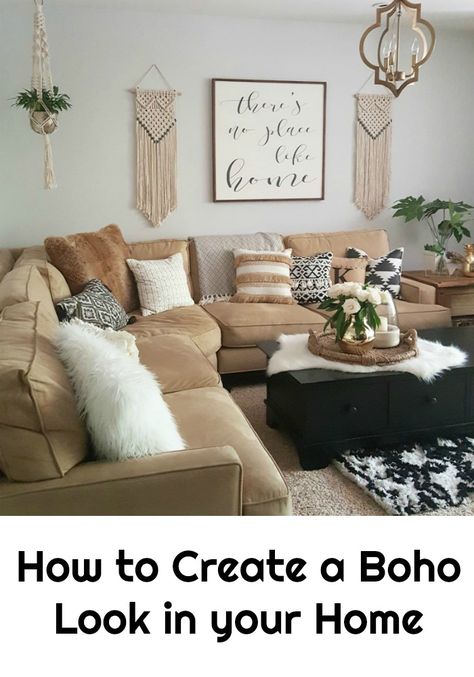 How to Create a Boho Look in Your Home - We show you how it's easy to embrace elements of Boho style and embrace this fun new trend! Tan Living Room Ideas, Tan Couch, Sofa Colour, Film Decor, Boho Apartment, Brooklyn House, Indian Living Rooms, Lounge Space, Boho Glam