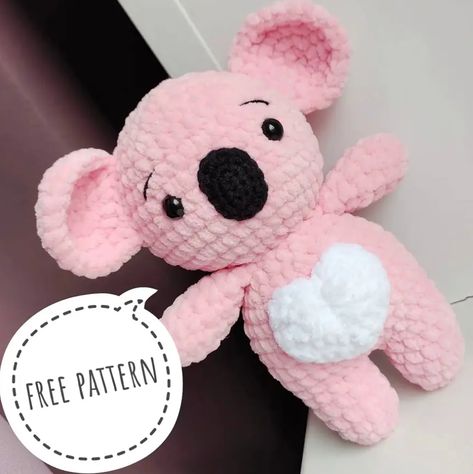 Amigurumi Crochet Koala Patrón Libre-2 Koala Lovey Crochet Pattern Free, Koala Crochet Pattern Free, Marshmallow Crochet, Crochet Koala, Crocheting Amigurumi, Crochet Bear Patterns, Crochet Toys Free, Animal Crochet, Crochet Panda