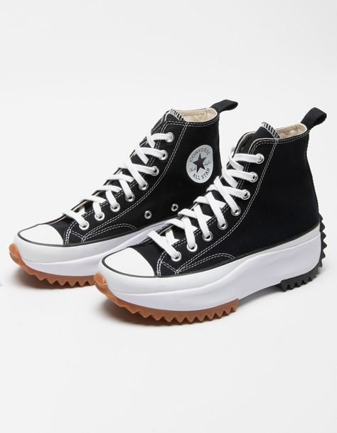 CONVERSE Run Star Hike Shoes - BLACK/WHITE | Tillys Cheap Sporty High-top Sneakers With Nonskid Markings, Iconic Shoes Women, Converse Chunky, Chuck Taylor Converse, Converse Platform, Converse Run Star Hike, Sneakers Heels, Converse Run, Dr Shoes