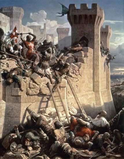 Dominique Louis Ferreol Papety - Guillaume de Clermont defending Ptolemais (Acre) in 1291 Early Modern Period, Ancient History, Knights Hospitaller, History Facts Interesting, San Giovanni, Moyen Age, Holy Land, History Facts, Crusades