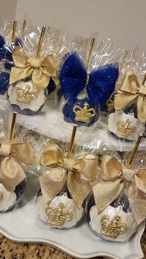 Royal Blue Treat Table, Blue And Gold Candy Table, 40th Birthday Celebration Ideas, Royal Blue Centerpieces, Blue Candy Apples, Prince Baby Shower Theme, Royal Blue Wedding Theme, Blue Sweet 16, Blue Quince