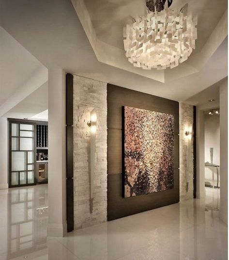 Decorative Stone Wall, Stone Walls Interior, Apartment Entrance, Hallway Designs, Traditional Interior Design, Foyer Design, Foyer Decorating, Entry Way Design, Entrance Design