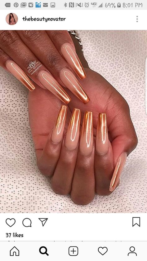 Rose Chrome Nails, Chrome Nails Ombre, Chrome Ombre Nails, Ombre Chrome Nails, Gold Chrome Nails, Rose Gold Chrome, Nails Ombre, Acrylic Nails Coffin Short, Glam Nails