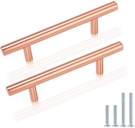 25 Pack Bar Shape Cabinet Pulls, Stainless Steel Rose Gold Cabinet Handles, 3 inch Hole Center Copper Pulls for Dresser Drawers, Solid Kitchen Pulls - - Amazon.com Rose Gold Cabinet, Copper Cabinet Pulls, Kitchen Hardware Pulls, Gold Kitchen Hardware, Gold Cabinet Pulls, Gold Cabinet Handles, Rose Gold Kitchen, Stainless Steel Cabinet, Gold Drawer Pulls