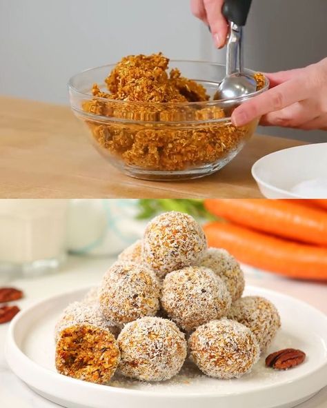 Engery Bites, Carrot Cake Bites, Energy Bites Recipe, Energy Bites Healthy, No Bake Energy, Snack Balls, Energy Bites Recipes, No Bake Energy Bites, Healthy Carrot Cakes