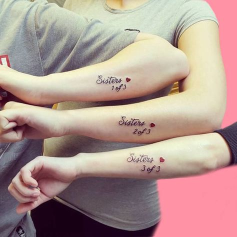 30+ Meaningful Matching Tattoos Designs to Try for Ladies and Sisters 16 Three Sister Tattoos, Unique Sister Tattoos, Cute Sister Tattoos, Matching Bff Tattoos, Small Wave Tattoo, Small Sister Tattoos, Sister Tattoo Designs, Sisters Tattoo, Small Matching Tattoos