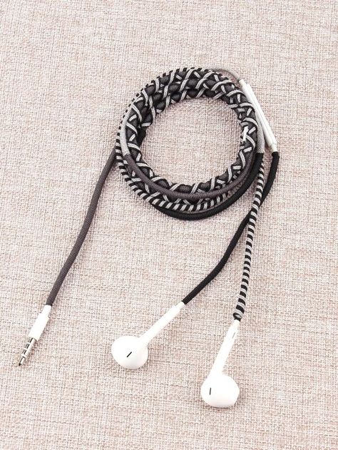 1pc Handmade Rope In-ear Headphone | SHEIN USA Shein Style, Audio Video, In Ear Headphones, Dark Grey, Headphones, Length Sleeve, Audio, Sleeve Length, Collar