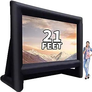 GYUEM 21 feet Inflatable Outdoor Projector Movie Screen - Blow Up Screen for TV & Movies with Blower Portable Projection Screen for Home Theater Outdoor Indoor Support Front & Rear Projection Projector Movie, Movie Projector Screen, Outdoor Projector Screen, Inflatable Movie Screen, Portable Projector Screen, Outdoor Movie Screen, Rear Projection, Outdoor Projector, Backyard Movie Nights