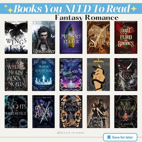 🌟Fantasy Romance Books that you NEED to read🌟 Adding more books to your endless TBRs😘 (And yes, these are ALL adult books with🌶️) #bookrecommendations #romancebooks #romantasy #romantasybooks #fantasybooks #fantasyromancebooks #fantasyromancereaders #spicybooks #spicybookstagram #ku #kindleunlimited #bookrecs #blondiereads #blondiereadsrecs Dream Bookshelf, Books Tbr, Fantasy Reads, Fiction Books Worth Reading, Book Reading Journal, Book Bucket, Fantasy Romance Books, Book Recommendation, Fantasy Books To Read