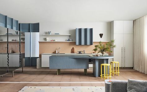 Scoop Kitchen by Laminex x Studio Doherty | Laminex AU Interior Tiles Floor, Tile Splashback, Warm Kitchen, Traditional Kitchen Design, Interior Tiles, Fun Kitchen, Kitchen Stools, Traditional Kitchen, Kitchen Cupboards