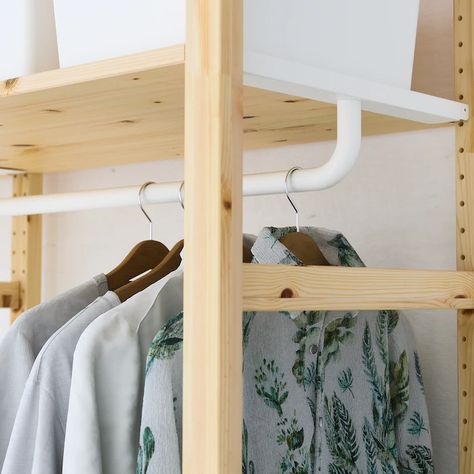 IVAR Clothes rail - IKEA Clothes Rail Ikea, Ivar Regal, Armoire Ikea, Wood Shelving Units, Ikea Wardrobe, Closet Hacks, Ikea Ivar, Metal Shelving Units, Open Closet