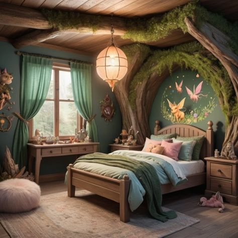 Goblin Core Bedroom Ideas with mystical and whimsical artwork Goblin Core Bedroom, Goblin Core Room, Goblincore Bedroom, Retreat Decor, Small Dining Room Decor, Mystical Elements, Forest Bedroom, Woodland Retreat, Grunge Bedroom