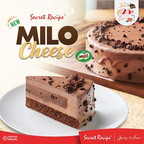 Secret Recipe MILO Cheese Cake Milo Cheesecake, Milo Cake, Resep Cake, Magic Recipe, Energy Bites, Secret Recipe, Recipe Collection, Typography Design, Oreo