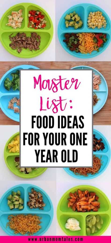 All your questons about feeding a one year old answered with a master list of food ideas for 1 year old toddlers, including a printable sample daily menu. Healthy Food For One Year Old, One Year Old Food Schedule, One Year Old Diet, Easy Snacks For One Year Old, Vegetables For One Year Old, Grocery List For One Year Old, Finger Foods For One Year Old, 1 Yo Meal Ideas, Food Ideas 1 Year