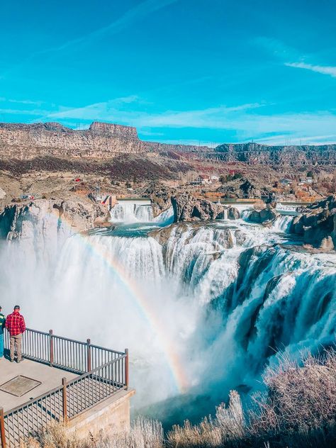 rainbow shoshone falls idaho Places To Visit In Idaho, Shoshone Falls Idaho, Idaho Living, Shoshone Falls, Explore Idaho, Idaho Adventure, Twin Falls Idaho, Visit Idaho, Sawtooth Mountains