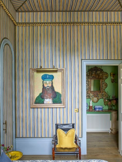 Inside the Joyfully Over-the-Top British Country Retreat of Designer Martin Brudnizki | Architectural Digest Martin Brudnizki, Pink Ottoman, Tent Room, British Country, As Wallpaper, Country Retreat, The Wilds, Brown Furniture, English Design