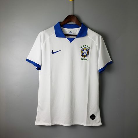 Camisa Brasil Branco 2019-20 - Boleiros Store Camisa Time, Perfect Life, Team Shirts, Sports Top, Outdoor Apparel, Soccer Jersey, White Style, Football Shirts, Vision Board