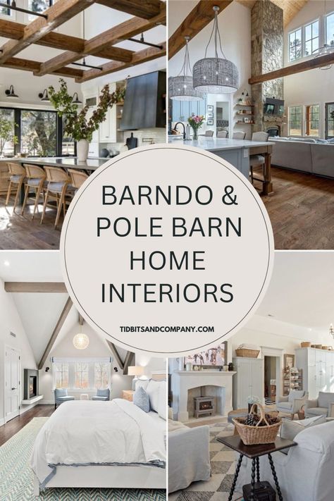 See the most stunning pole barn home and barndominium interiors. It's the perfect dose of home design inspiration. Kitchen Design Barndominium, Barndominium Interiors Modern, Pole Barn Ideas Interiors, Barndominium Window Ideas, Interior Design Barndominium, Inside Barndominium Ideas, 2 Story Barndominium Interior, Barndominium Decorating Ideas, Barndominium Ceiling Ideas