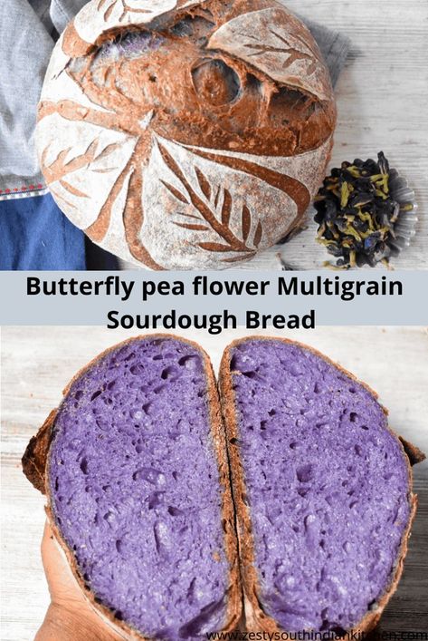 Multigrain Sourdough Bread, Pea Flower Tea, Butterfly Pea Tea, Butterfly Pea Flower Tea, Best Bread Recipe, Butterfly Pea Flower, Bread Baker, Food Stamps, Sourdough Bread Recipe