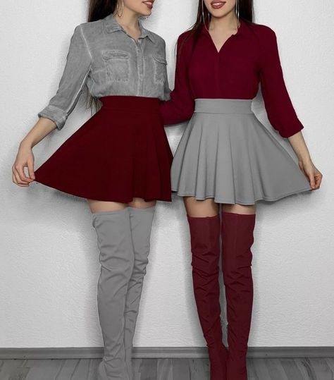 Grey & maroon High Boots, Knee High, Boots, Grey, Wall, Red, White, Instagram