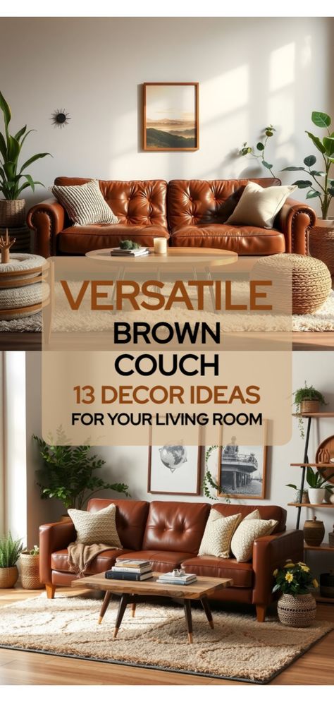 Home Decor Ideas Living Room Brown Leather Couch Living Room Brown Leather Couch, Brown Couches, Monochrome Living, Monochrome Living Room, Living Room Brown, Brown Leather Couch, Room Brown, Brown Couch, Textured Throw Pillows