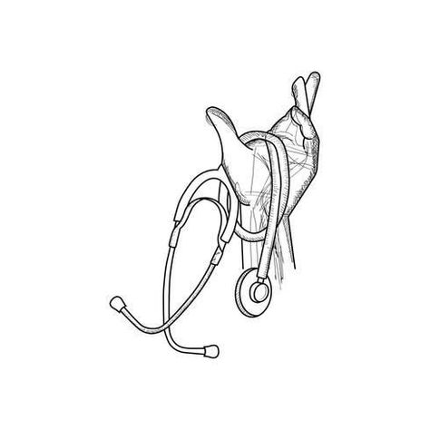 Medical Drawings Sketches Art, Medicine Drawing Ideas, Medical Line Art, Nurse Drawing Art, Doctor Art Drawings, Nursing Drawing, Medicine Drawing, Medicine Tattoo, Stethoscope Drawing