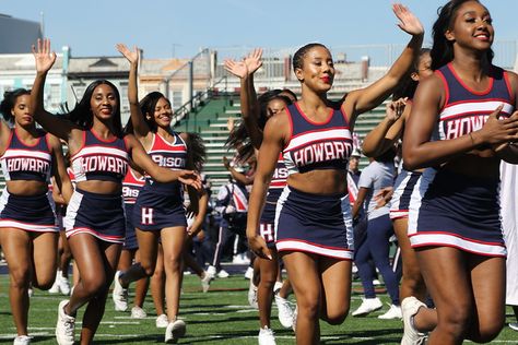 Howard University Cheerleaders | © by Kevin Coles Do not use… | Flickr Howard Aesthetic, Bison Board, University Aesthetic, Womens Running Pants, Mens Running Pants, Black Energy, Running Shoes Design, College Game Days, Pants Outfit Men